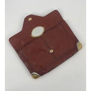 Vintage Lou Taylor Purse Gold Hardware Handbag Envelope Clutch Mirror Italy